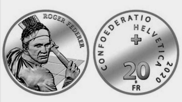 A silver coin will issue on Tennis player Roger Federer