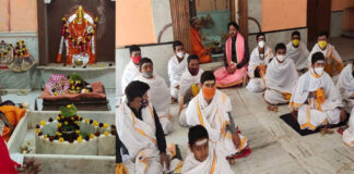 Mahamrityunjaya chanting and Rudrabhishek took place at Sagar Ashram for corona shaman