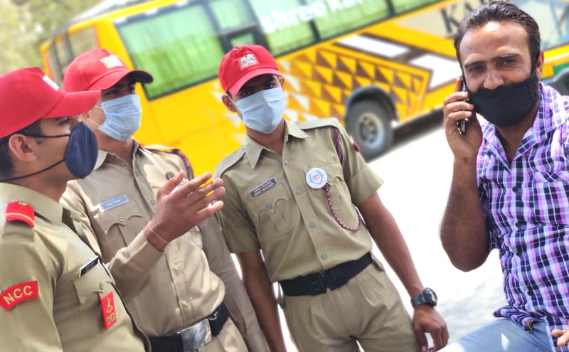 NCC cadets on road at the initiative of the collector