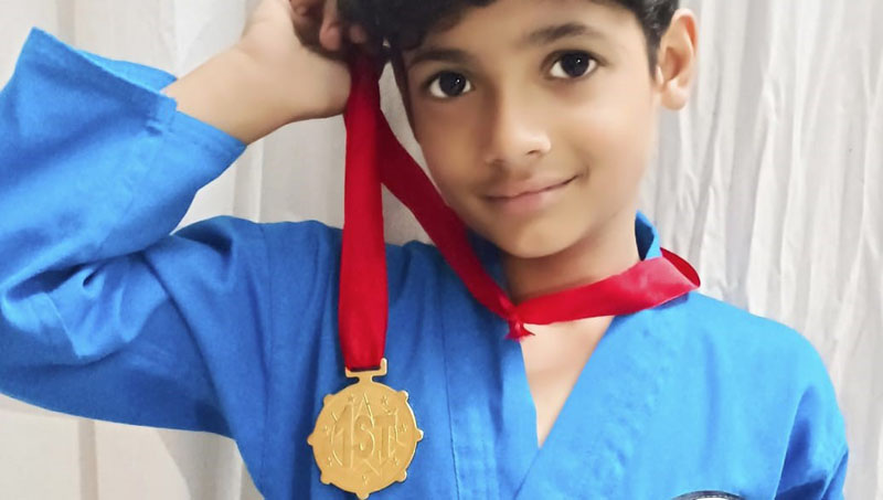 Student Soumya won gold medal in Kudo tournament