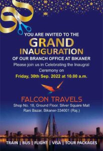 Falcon travels Bikaner branch launched on Friday 30 September