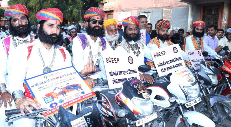 Bikers took out a rally, dressed up riders also gave the message of voting