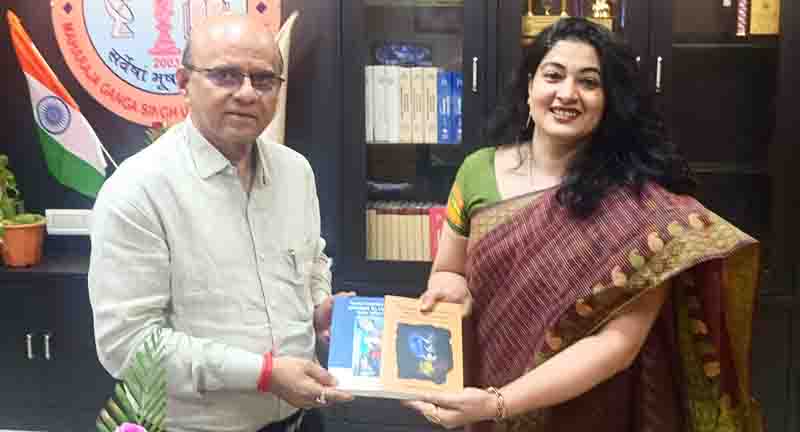 Dr. Meghna presented her book to the Vice Chancellor