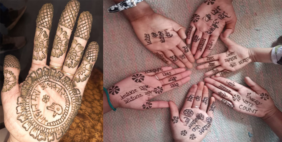 More than 35 thousand women decorated mehendi for voting at Anganwadi centers