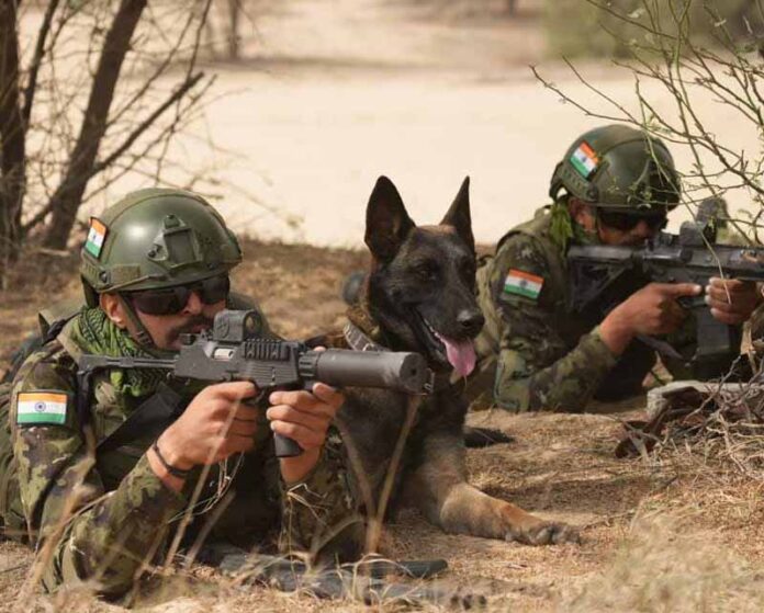 Indian and Japanese soldiers killed terrorists in Chidasar with the help of trained eagle and dog.