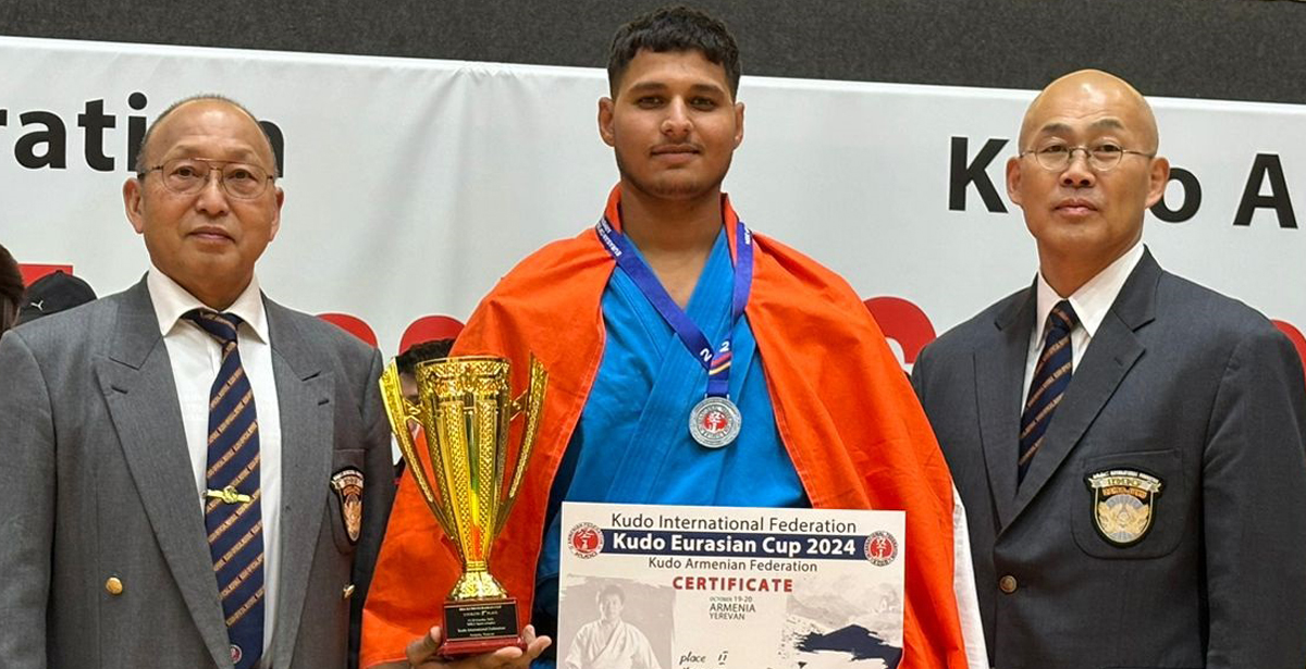 Chiranjeev won silver medal in Kudo-Eurasian Cup Championship