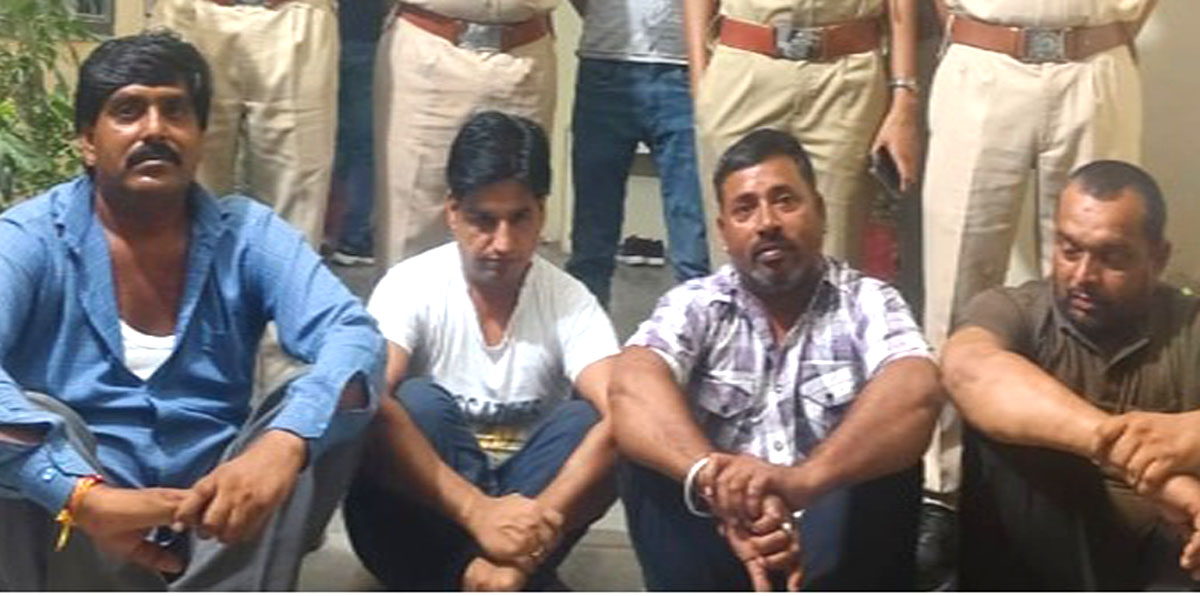 Mahavir Sewag, Omprakash Meghwal, Ganesh Saad and Ramesh Soni were caught gambling