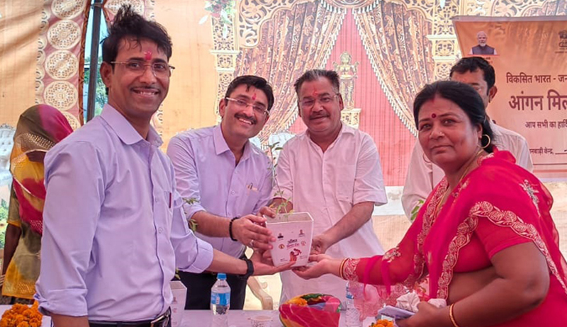 Anganwadi workers felicitated at the ‘Angan Milan Seva’ ceremony.