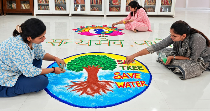 Rangoli displayed at the Rajasthani Academy.