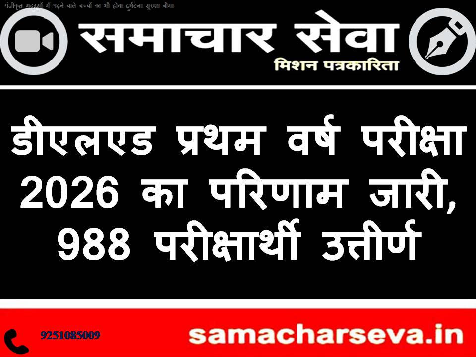 D.El.Ed. First Year Exam 2026 results declared; 988 candidates passed.